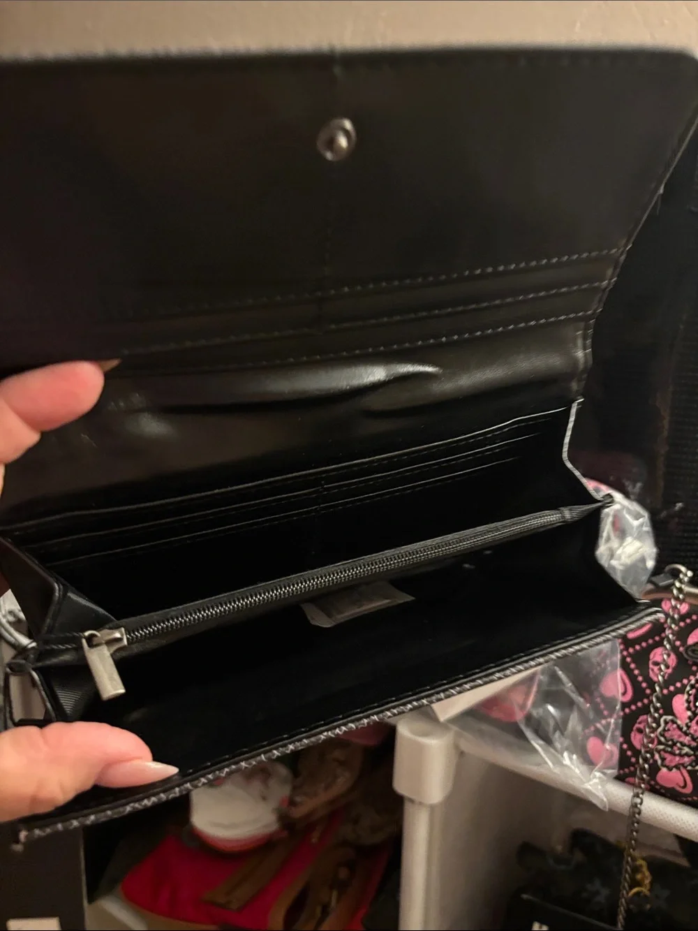 Ed Hardy flap clutch wallet with rhinestone NWT